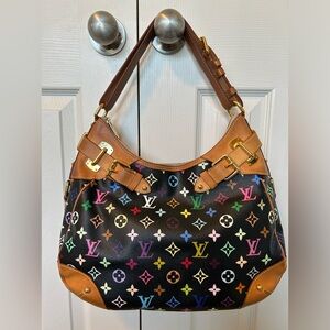 Vintage Louis Vuitton Monogrammed Greta Shoulder Bag in Multicolor and Black